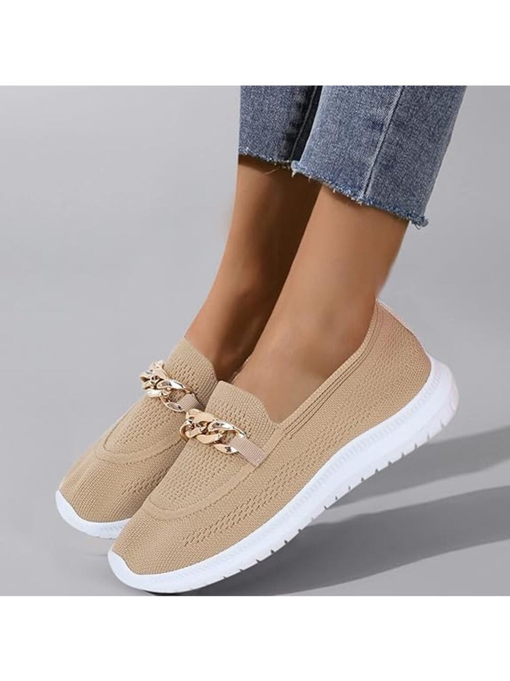 Sneakers Trendy Mesh Loafers Breathable Slip on Shoes Brown Size 10US / 42CN